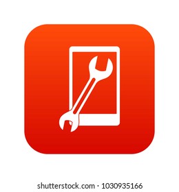 Repaired phone icon digital red for any design isolated on white vector illustration