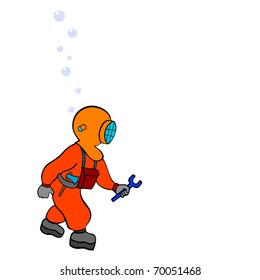 repairer - deep sea diver - vector
