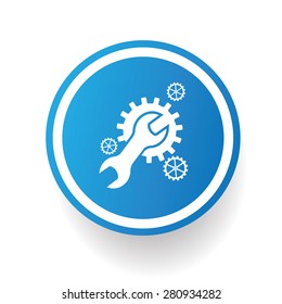 Repair,Industry icon design on blue button,white background,clean vector