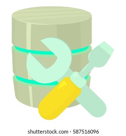 Repairing database icon. Cartoon illustration of repairing database vector icon for web