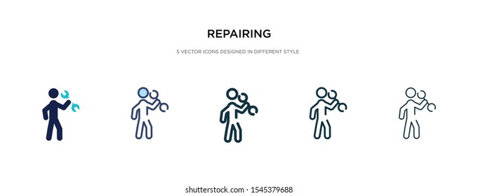 repairing icon in different style vector illustration. two colored and black repairing vector icons designed in filled, outline, line and stroke style can be used for web, mobile, ui