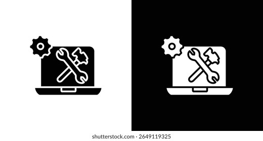 Repairing laptop icon Isolated flat vector in outline