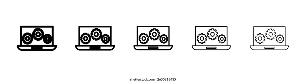 Repairing laptop icon isolated vector on white background set