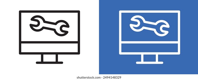 Repairing laptop logo sign set vector outline