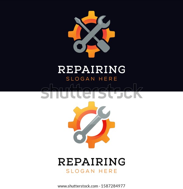 repairing logo design vector template, otomotif
repair logo