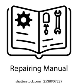 Repairing manual icon in line style