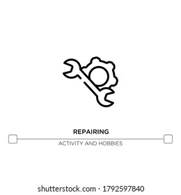 icono de reparación de línea vectorial. Ilustración de elemento simple. Reparando el icono del contorno del concepto de actividad y aficiones. Se puede usar para web y móvil
