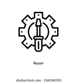 Repairing wrench engineering icon vector illustration black linear on white background