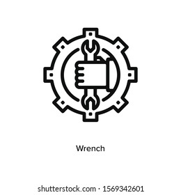 Repairing wrench engineering icon vector illustration black linear on white background