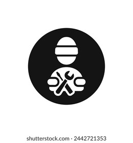 Repairman black and white vector icon