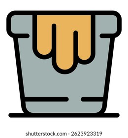 Repairman bucket icon. Outline repairman bucket vector icon color flat isolated