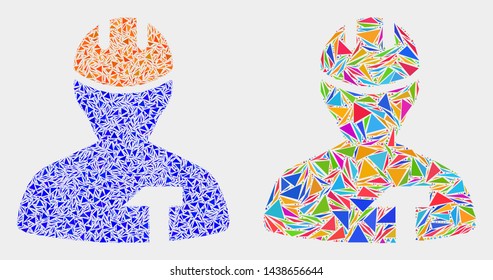 Repairman collage icon of triangle items which have different sizes and shapes and colors. Geometric abstract vector design concept of repairman.