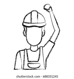 repairman or construction worker with safety hat
