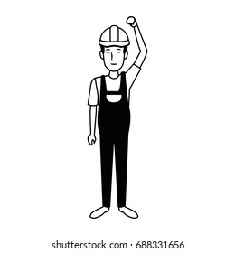 repairman or construction worker with safety hat