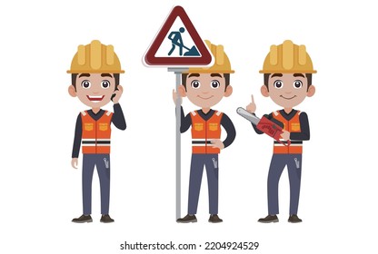 Reparador con poses diferentes. vector