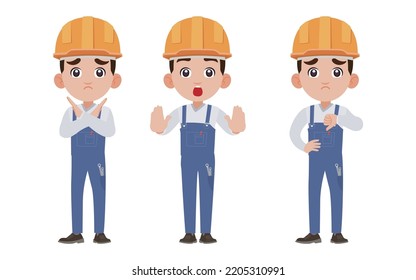 Repairman with different poses. vector