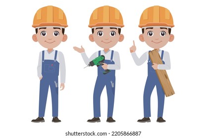 Reparateur mit verschiedenen Posen. Vektorgrafik