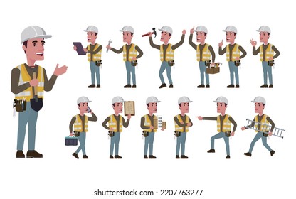 Reparador con poses diferentes. vector