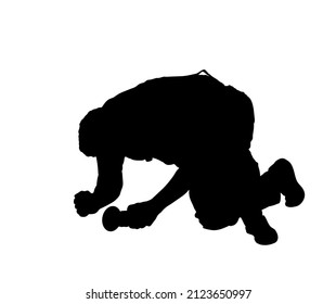 Reparador con la ilustración de la silueta vectorial de la viga de corte de grinder aislada en el fondo blanco. Borde de reparación de Handyman con esmalte de círculo. Trabajador de la construcción. Renovación de la casa del carpintero. Trabajo duro.