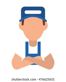repairman hat builder constructer worker proffesional icon. Flat and isolated design. Vector illustration