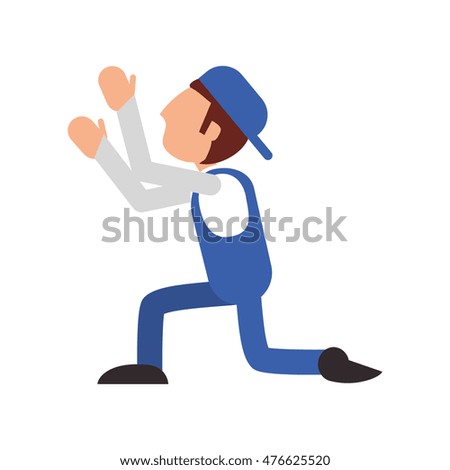 repairman hat builder constructer worker proffesional icon. Flat and isolated design. Vector illustration