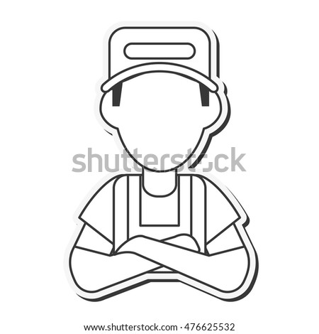 repairman hat builder constructer worker professional icon. Flat and isolated design. Vector illustration