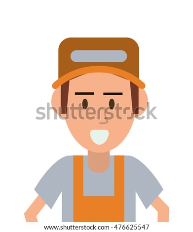 repairman hat builder constructer worker proffesional icon. Flat and isolated design. Vector illustration