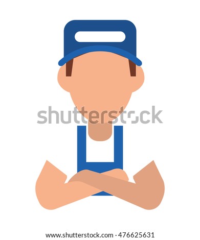 repairman hat builder constructer worker proffesional icon. Flat and isolated design. Vector illustration