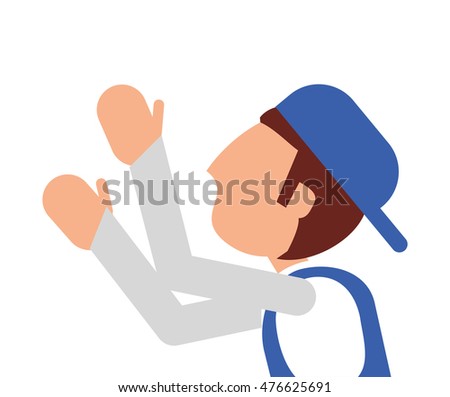 repairman hat builder constructer worker proffesional icon. Flat and isolated design. Vector illustration