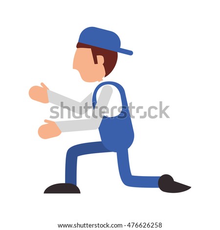 repairman hat builder constructer worker professional icon. Flat and isolated design. Vector illustration