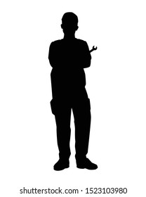 A Repairman with his tool  silhouette vector