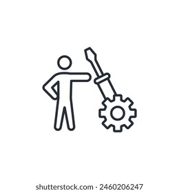 repairman icon. vector.Editable stroke.linear style sign for use web design,logo.Symbol illustration.