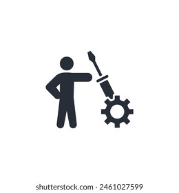 repairman icon. vector.Editable stroke.linear style sign for use web design,logo.Symbol illustration.