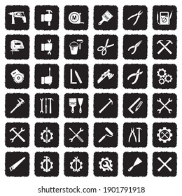 Repairman Icons. Grunge Black Flat Design. Vector Illustration.