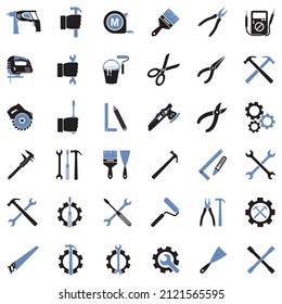 Repairman Icons. Two Tone Flat Design. Vector Illustration.