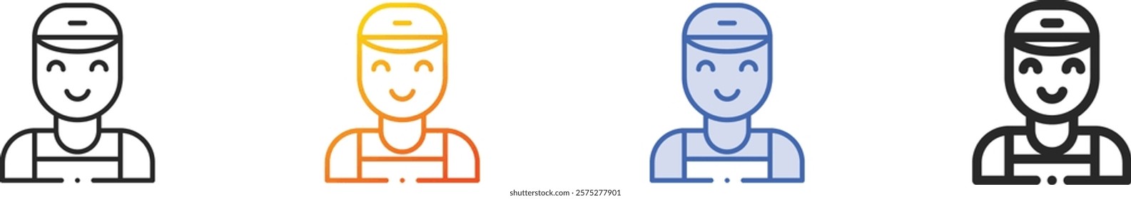 repairman icon.Thin Linear, Gradient, Blue Stroke and bold Style Design Isolated On White Background