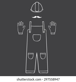 Repairman isolated hand drawn  Vector illustration . Construction worker handyman.