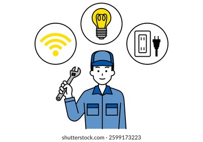Repairman man fixing an electrical problem