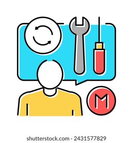 repairman master speak about tools color icon vector. repairman master speak about tools sign. isolated symbol illustration