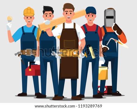 Repairman set,People teamwork ,Vector illustration cartoon character.