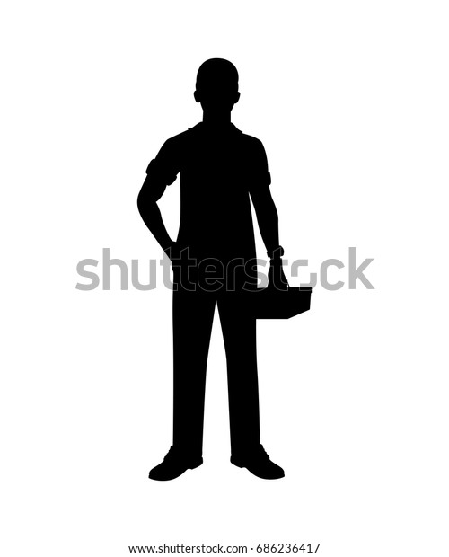 Repairman Silhouette Isolated Vector Stock Vector (Royalty Free) 686236417