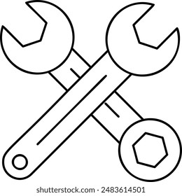 Repairman spanners or wrenches outline concept, cross combination spanners vector icon design, Labor Day Symbol, 1st of May Sign, International Worker stock illustration