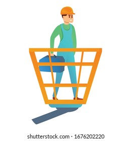 Repairman with toolbox icon. Cartoon of repairman with toolbox vector icon for web design isolated on white background
