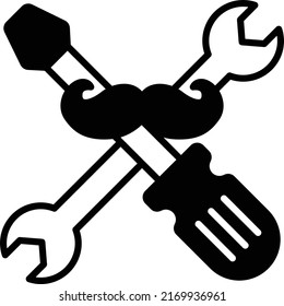 Repairman Tools for Dads Day poster Vector Icon Design, Happy Fathers Day Symbol, Dads Gift Elements Sign, Parents Day Stock illustration, Screwdriver cross spanner with mustachio Concept, 