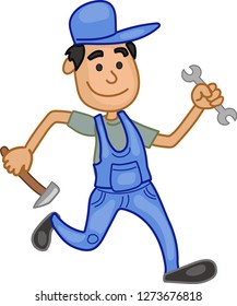 Repairman Tools Running Technical Service Vector Stock Vector (royalty 