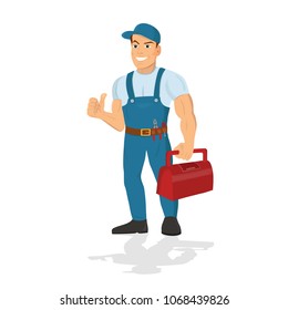 Repairman with the tools. Technical service.