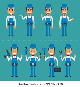 Repairman in various poses
