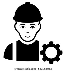 Repairman vector icon. Flat black symbol. Pictogram is isolated on a white background. Designed for web and software interfaces.