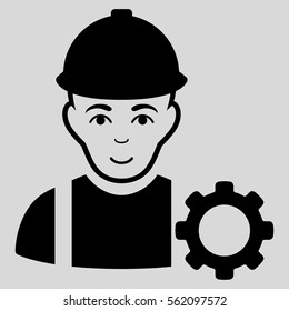 Repairman vector icon. Flat black symbol. Pictogram is isolated on a light gray background. Designed for web and software interfaces.