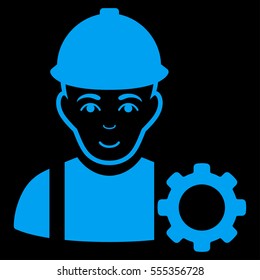 Repairman vector icon. Flat blue symbol. Pictogram is isolated on a black background. Designed for web and software interfaces.